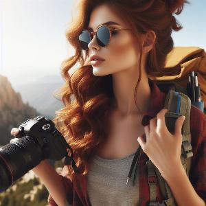 female backpacker on a hot summer day-3